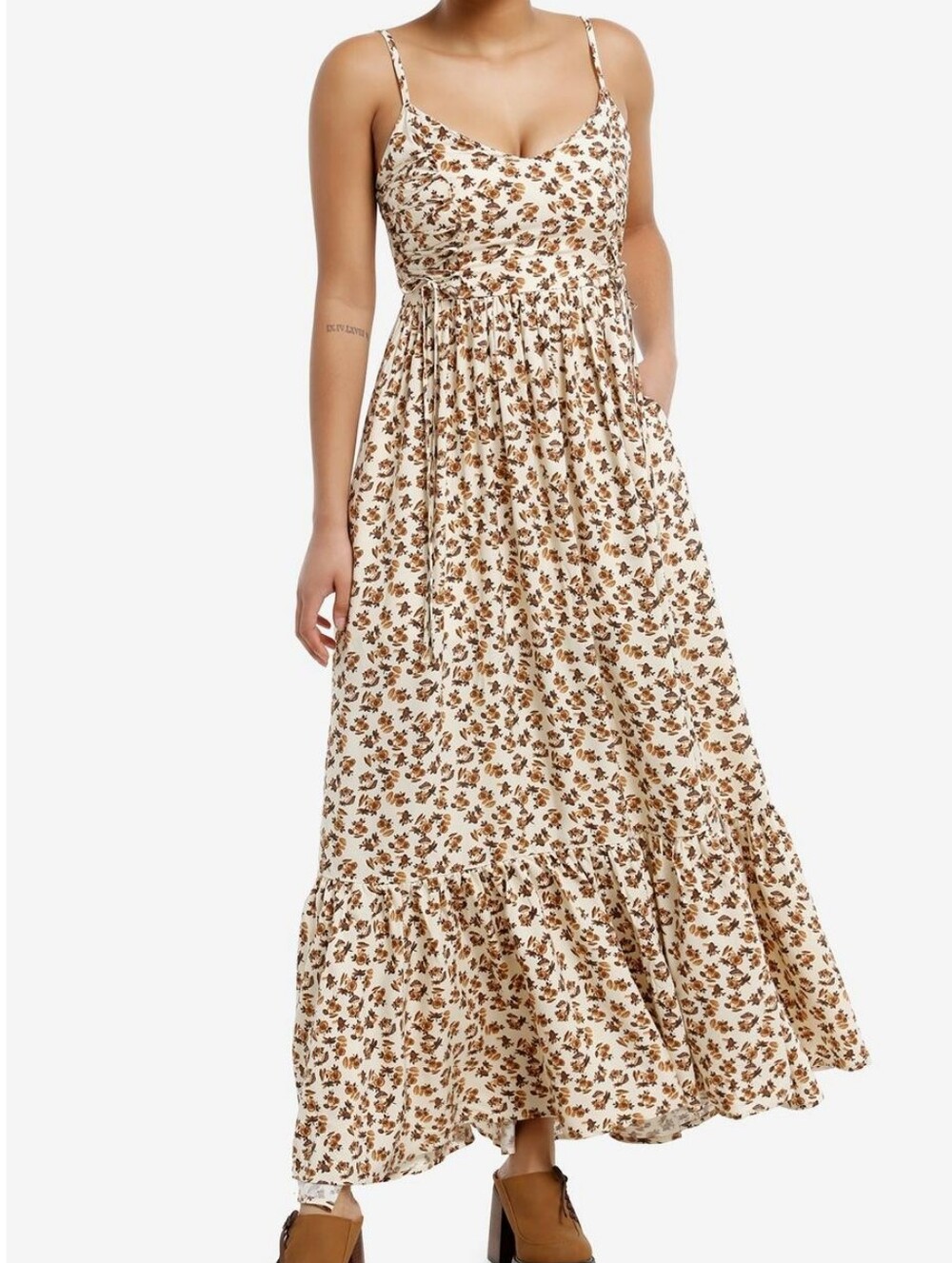 Hot topic Thorn & Fable Mushroom Floral Cream Maxi Dress cottagecore whimsygoth